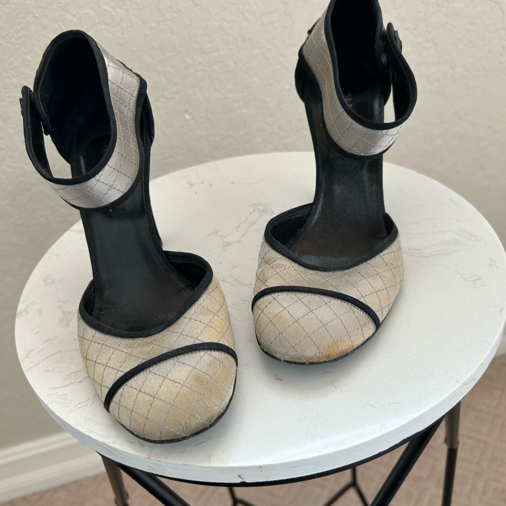 Elegant Women's Black and Cream Heels